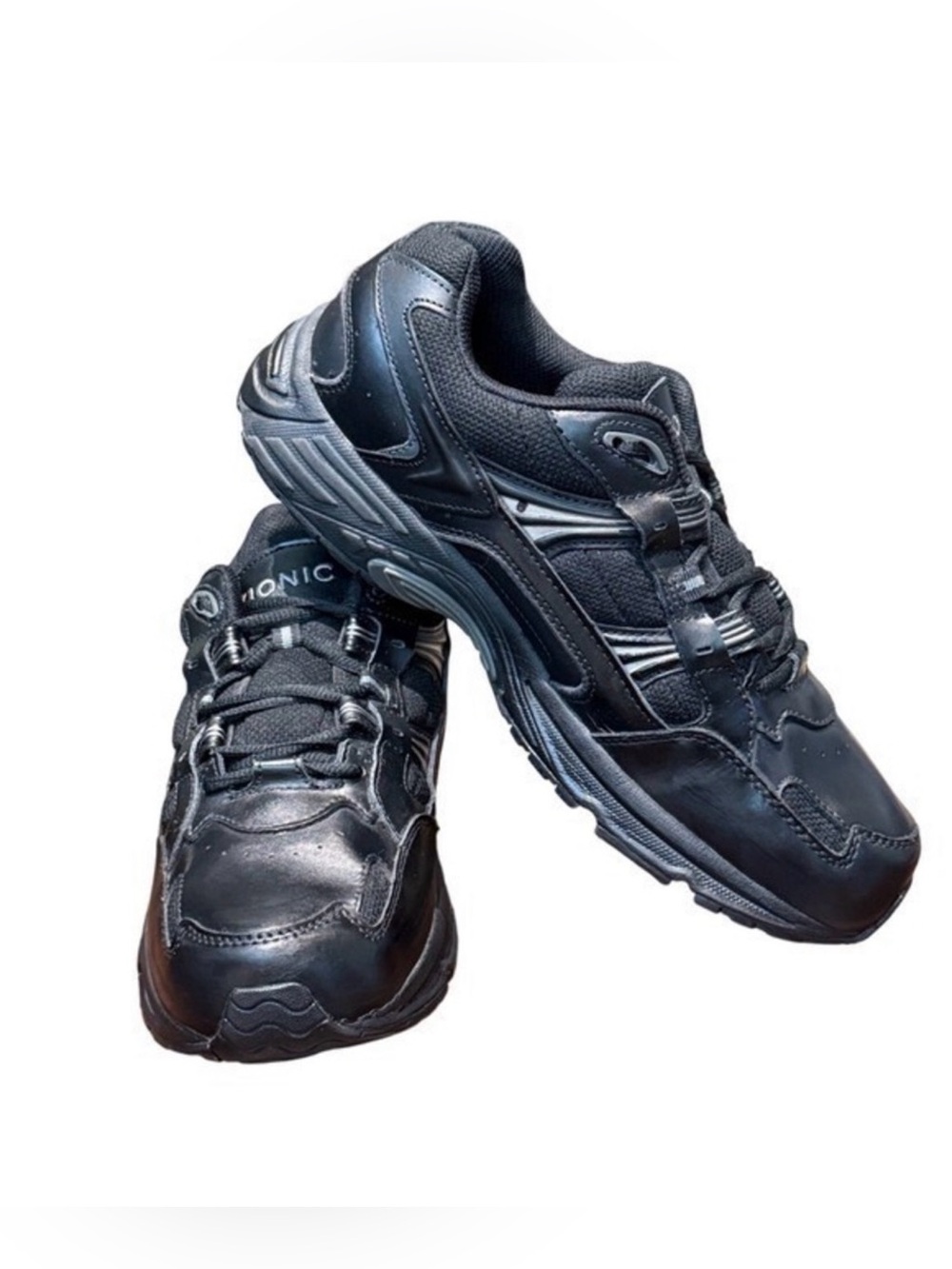 VIONIC Walker Orthotic Walking Shoes Black Leather Comfort Sneakers | Women's 11